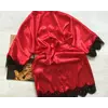 Женский атласный халат красный